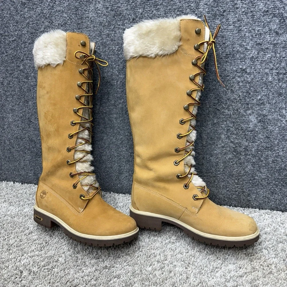 Timberland faux fur tongue nubuck Leather boots shoes 15